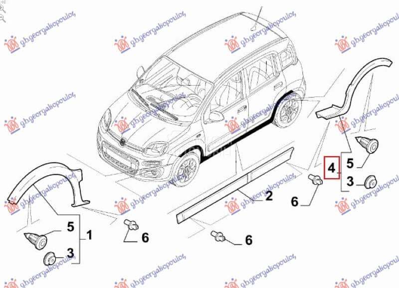 RUB PLASTICNI ZADNJEG... za Fiat Panda za 2012. god.