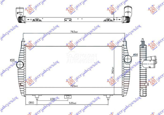 HLADNJAK INTERKULERA 2.2-2.7 H za Citroen C5 od 2004. do 2008. god.