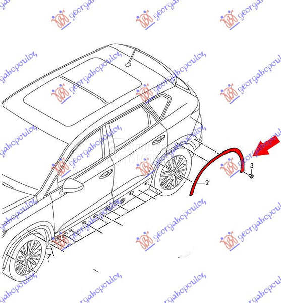 RUB PLASTICNI ZADNJEG BLATOBRA za Škoda Kodiaq od 2016. do 2021. god.