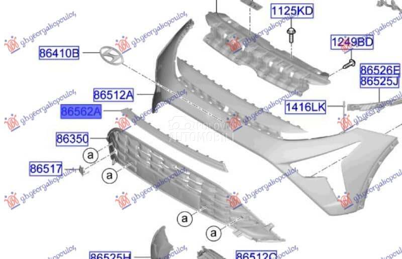 CENTRALNA RESETKA GORNJA za Hyundai Bayon za 2021. god. - 86599Q0AA0
