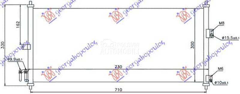 HLADNJAK KLIME (690x300) 02- za Nissan Almera od 2000. do 2006. god. - 92100-BM407