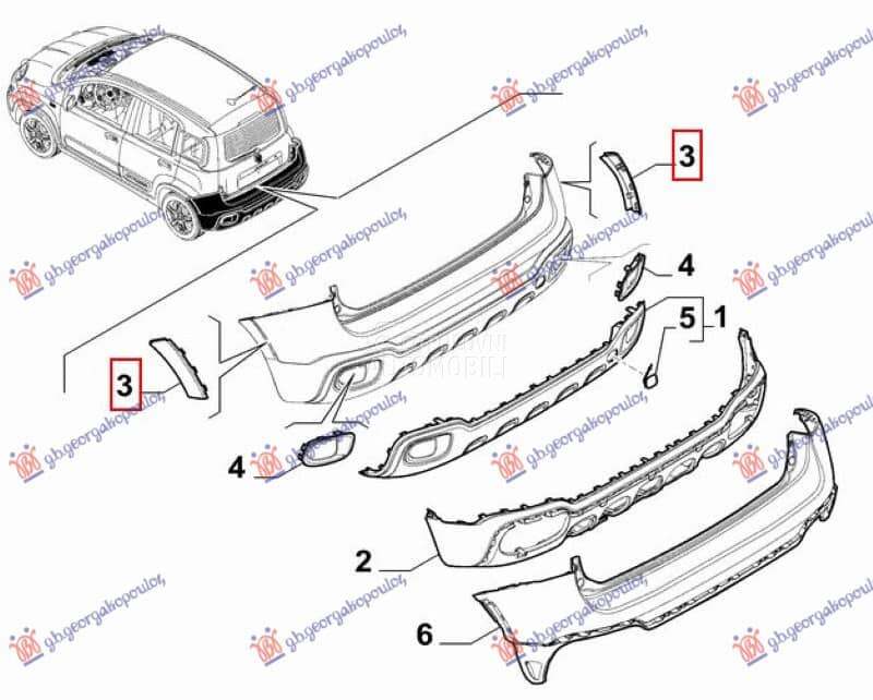 RUB PLASTICNI ZADNJEG... za Fiat Panda za 2012. god.
