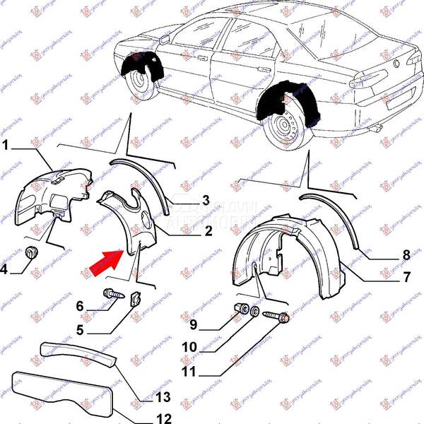NEMA- POTKRILO Levo za Alfa Romeo 166 od 1998. do 2007. god. - 60698598