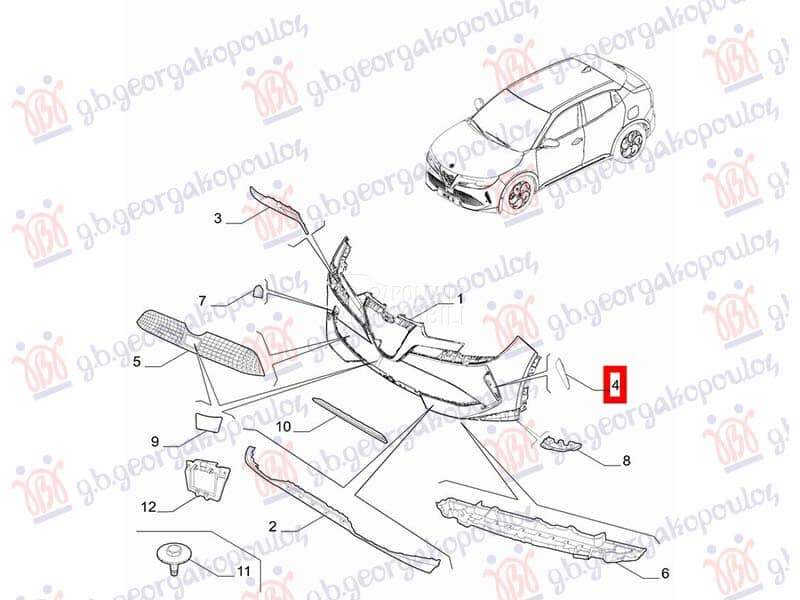 RESETKA PREDNJEG BRANIKA Levo za Alfa Romeo Ostalo za 2024. god.