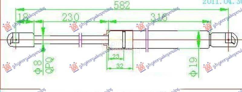 AMORTIZER GEPEK VRATA 460... za Mercedes Benz CLC 180, CLC 200, CLC 220 ... od 2008. do 2011. god. - 2039800164