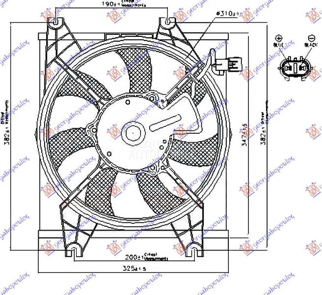 Ventilator hladnjaka za Hyundai Accent od 1999. do 2002. god.