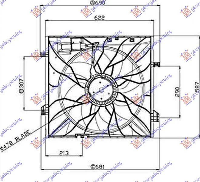 Ventilator hladnjaka za Mercedes Benz GLS 400 od 2015. do 2019. god.