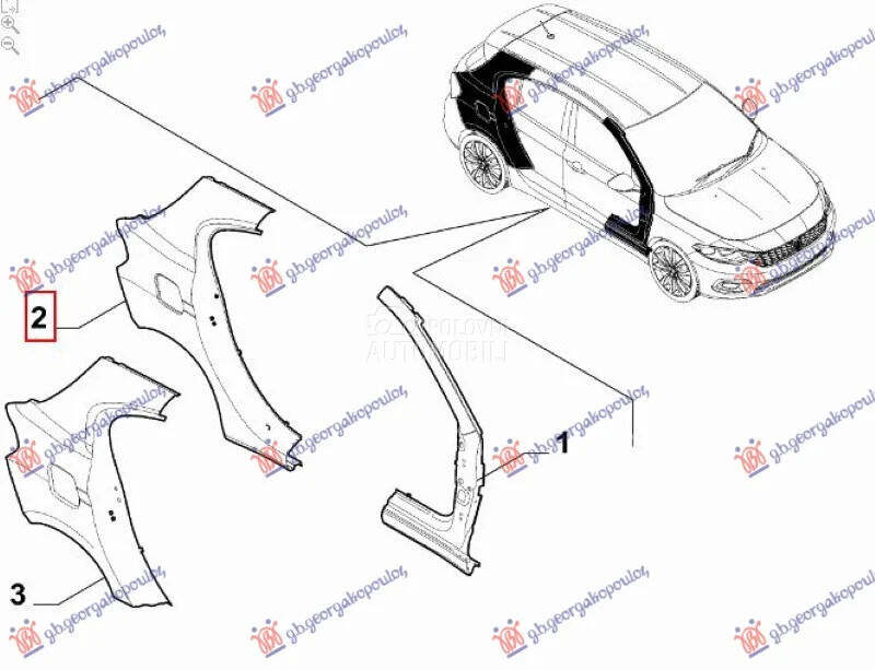 Zadnje krilo za Fiat Tipo od 2021. do 2026. god.