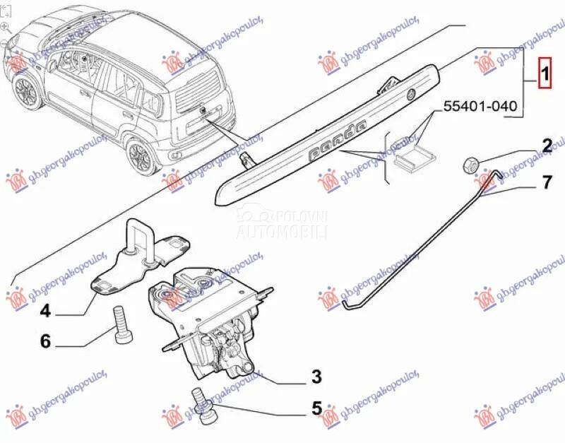 Kvaka gepek vrata za Fiat Panda od 2012. do 2026. god.