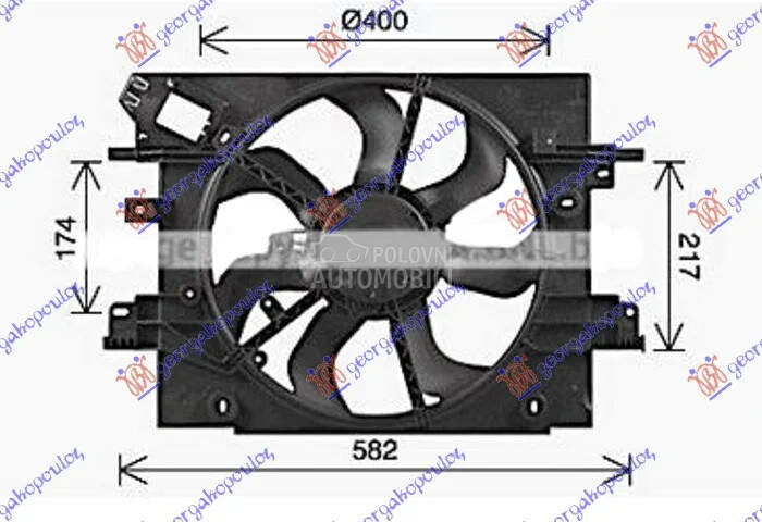 Ventilator hladnjaka za Dacia Duster od 2017. do 2022. god.