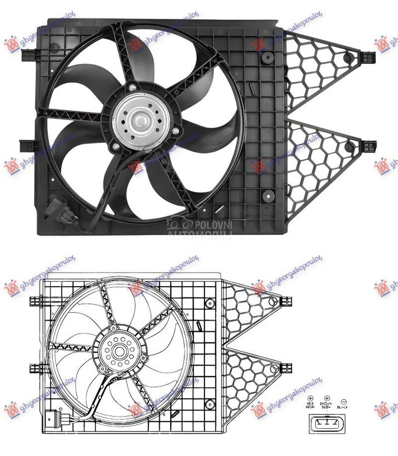 Ventilator hladnjaka za Audi A1 od 2014. do 2018. god. - 6R0121207A