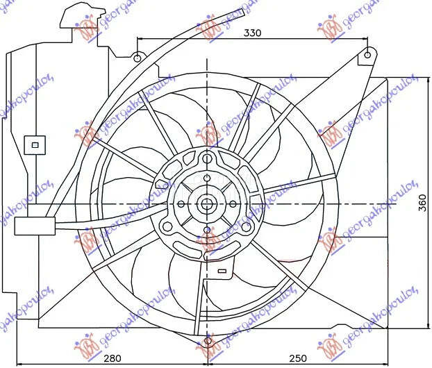 Ventilator hladnjaka za Toyota Yaris od 1999. do 2005. god.