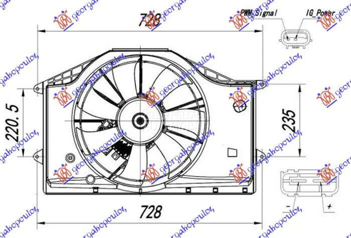 Ventilator hladnjaka za Honda Civic od 2016. do 2022. god.