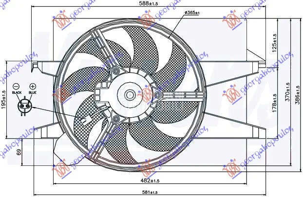 Ventilator hladnjaka za Ford Fusion od 2002. do 2012. god.