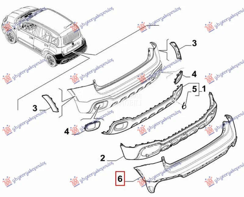 Zadnji branik za Fiat Panda od 2012. do 2026. god.