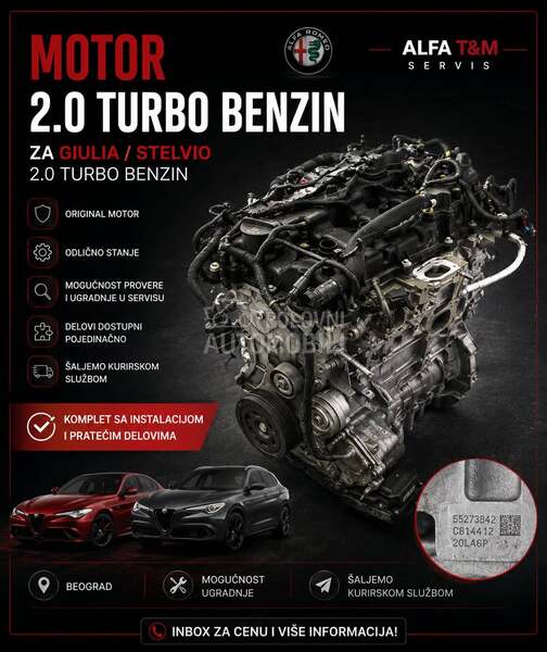 MOTOR 2.0 TURBO BENZIN za Alfa Romeo Giulia, Stelvio