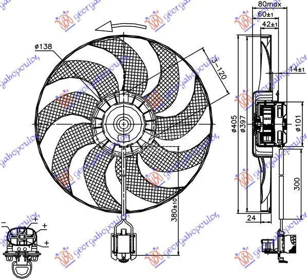 Ventilator hladnjaka za Opel Astra J od 2011. do 2018. god.