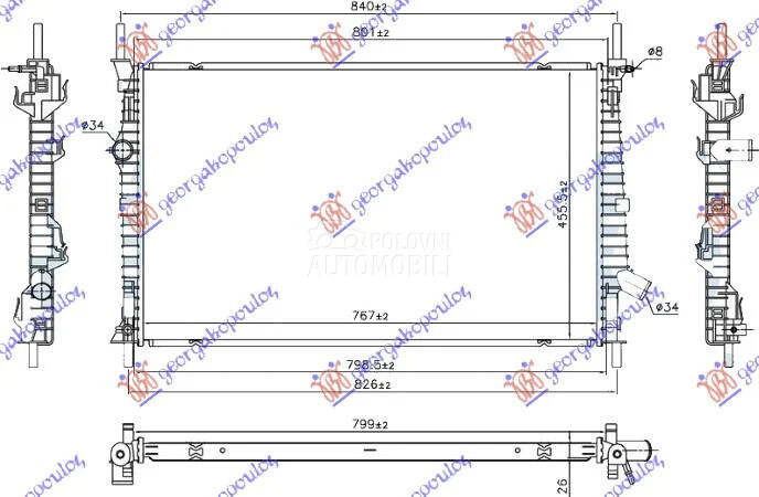 Hladnjak za Ford Transit Custom od 2019. do 2026. god.
