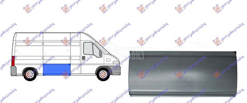 Donji deo kliznih vrata za Citroen Jumpy od 2002. do 2006. god.