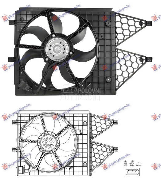 Ventilator hladnjaka za Škoda Rapid od 2012. do 2019. god.