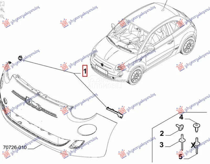 Nosac branika za Fiat 500e od 2021. do 2026. god. - 52140750