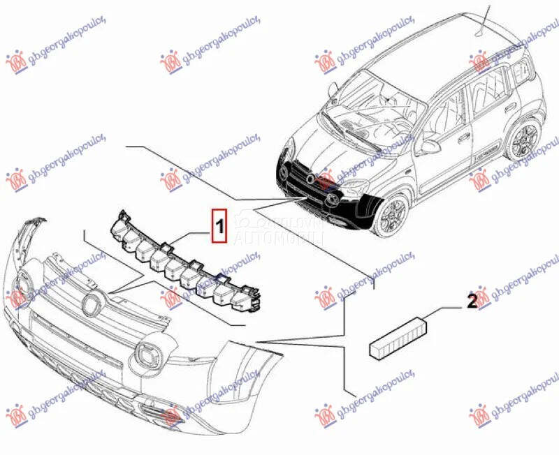 Apsorber branika za Fiat Panda od 2012. do 2026. god.