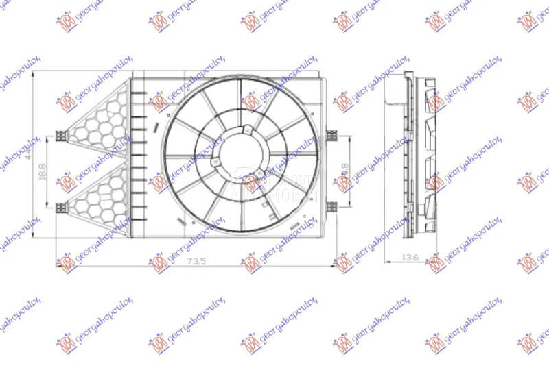 Nosac ventilatora za Volkswagen Cross Polo od 2009. do 2017. god. - 6R0121207
