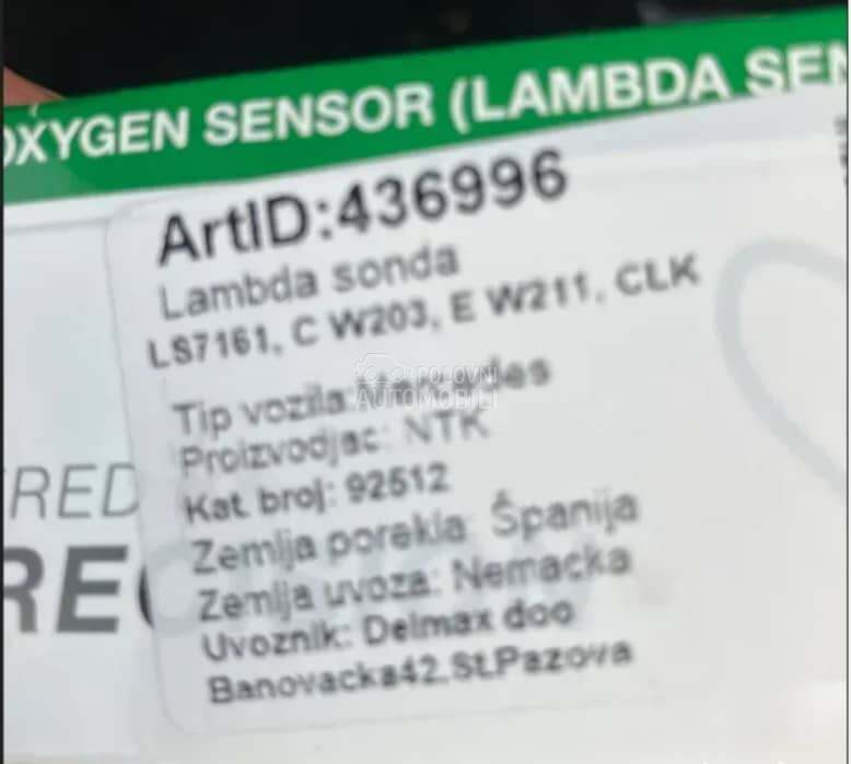 Nova Lambda sonda za Mercedes Benz C 180, C 200, E 200 od 2005. do 2008. god.