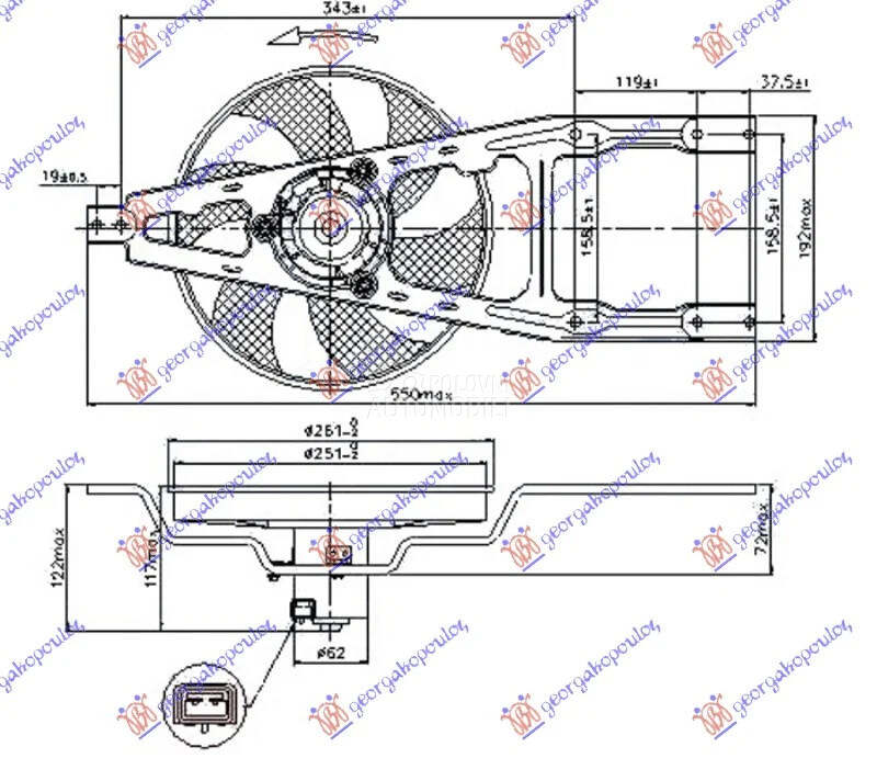 Ventilator hladnjaka za Fiat Cinquecento od 1993. do 1999. god.