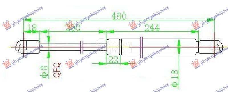 AMORTIZER GEPEK VRATA (480L-42   od 2000. do 2027. god.
