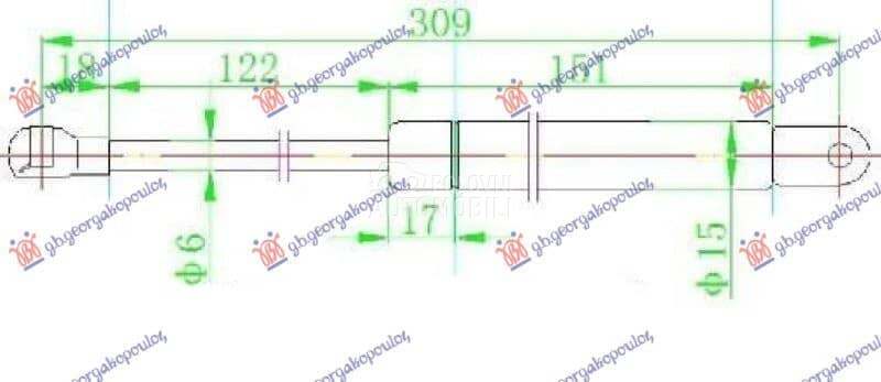 AMORTIZER GEPEK STAKLA (310L-2 za Citroen C3 pluriel od 2000. do 2027. god.