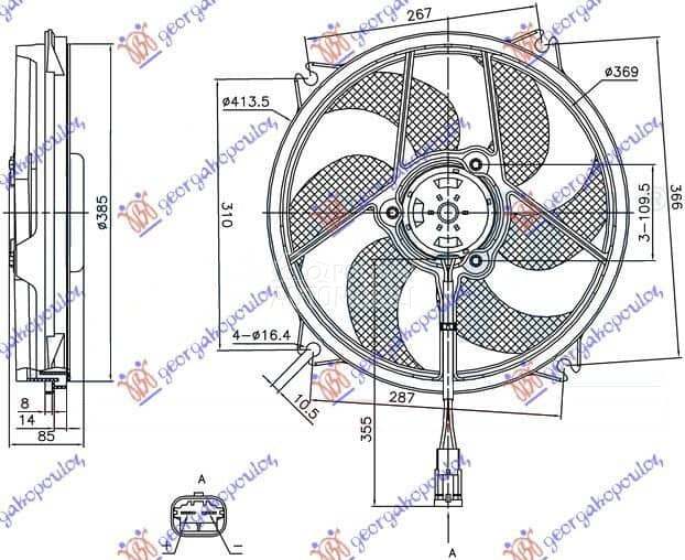 VENTILATOR KOMPLET (BENZIN-DIZ za Citroen C4 od 2000. do 2027. god.