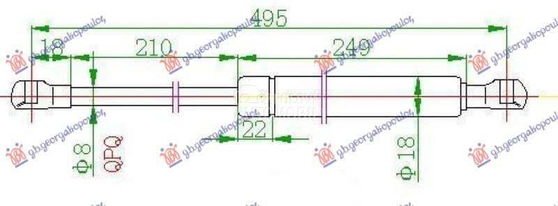 AMORTIZER GEPEK VRATA (495L-58 za Citroen C5 od 2000. do 2027. god.