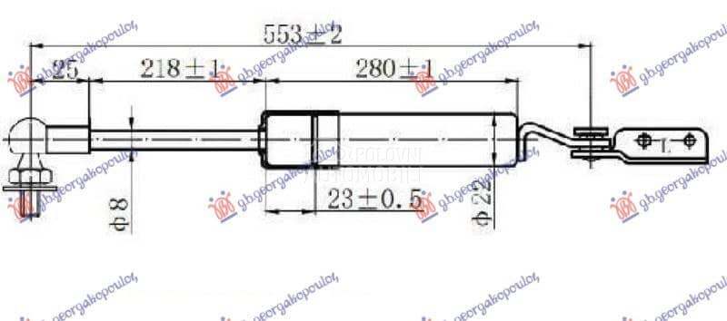 AMORTIZER GEPEK VRATA (553L-41 za Subaru Forester od 2000. do 2027. god.