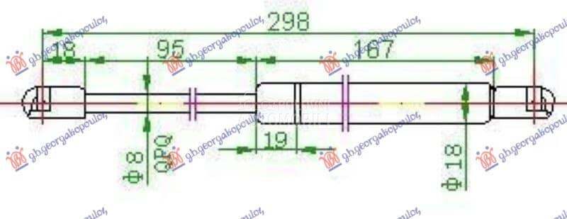 AMORTIZER GEPEK VRATA 00- (298 za Audi A4 od 2000. do 2027. god.