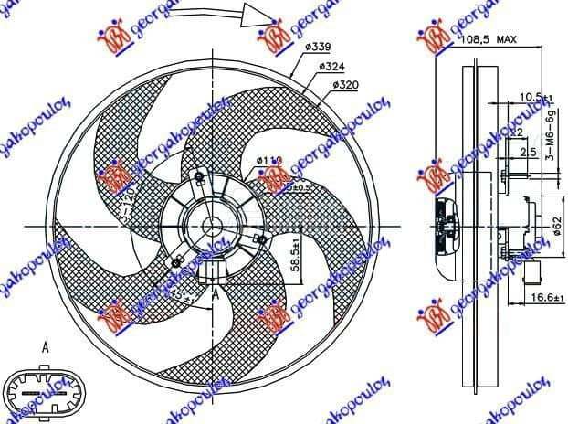 VENTILATOR KOMPLET (BENZIN/DIZ za Peugeot 206 od 2000. do 2027. god.