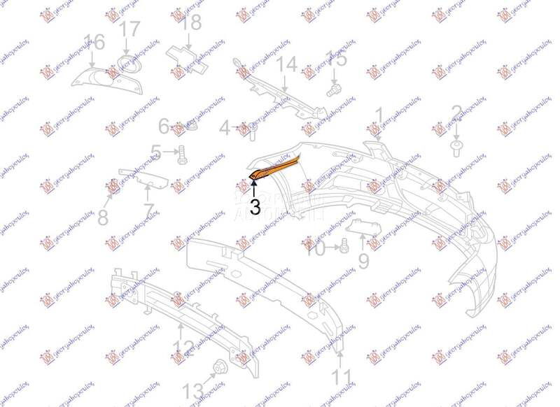 NOSAC PREDNJEG BRANIKA GORNJI za Chevrolet Aveo od 2000. do 2027. god.