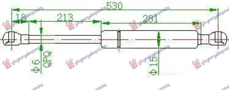 AMORTIZER GEPEK STAKLA (530L-1 za Renault Laguna od 2000. do 2027. god.