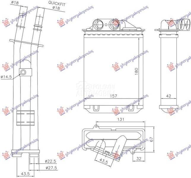 GREJAC KABINE (180x157x42) (BR za Fiat Panda od 2000. do 2027. god.