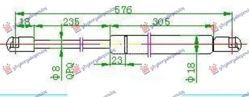 AMORTIZER GEPEK VRATA 93- (576 za Ford Fiesta od 2000. do 2027. god.