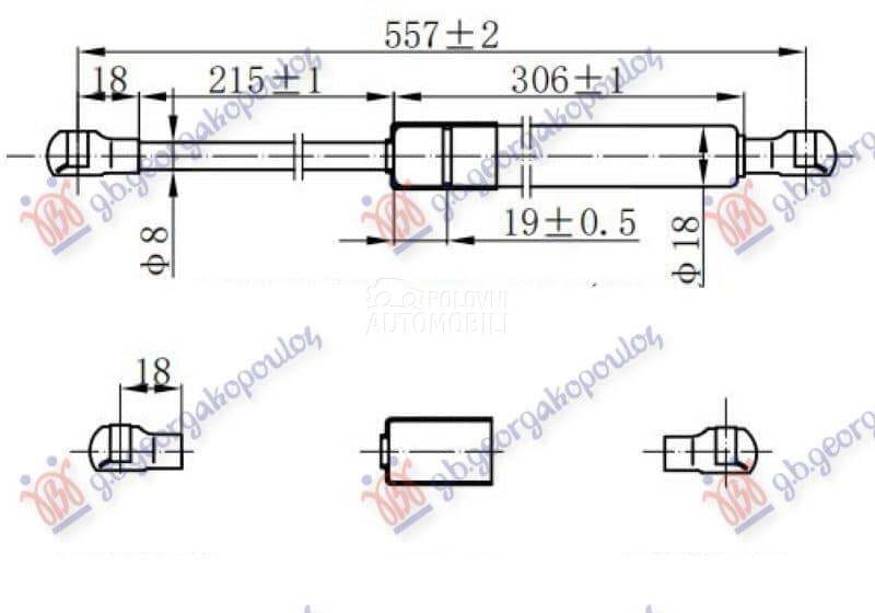 AMORTIZER GEPEK VRATA (557L-52 za Hyundai Santa Fe od 2000. do 2027. god.