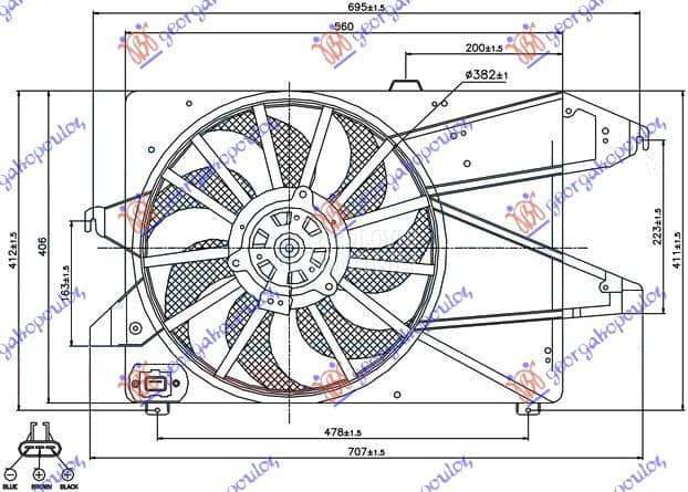 VENTILATOR HLADNJAKA KOMPLET ( za Ford Mondeo od 2000. do 2027. god.