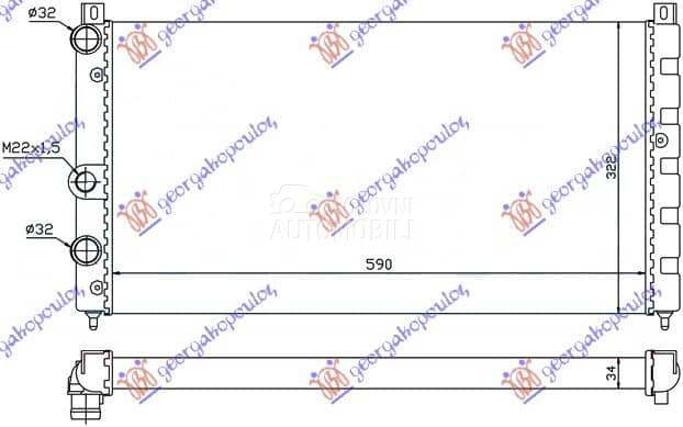HLADNJAK MOTORA 1.6i 8V 1.9D ( za Volkswagen Caddy od 2000. do 2027. god. - 064106310