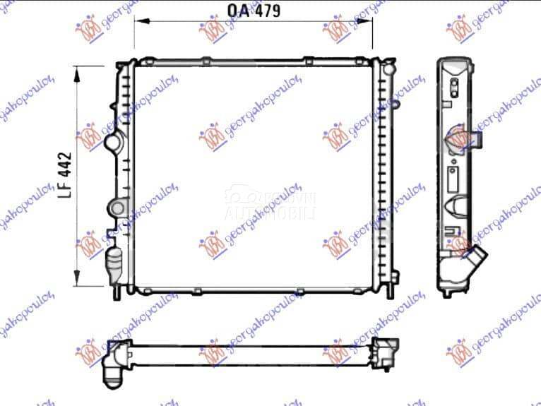 HLADNJAK MOTORA DIZEL (478x439 za Renault Kangoo od 2000. do 2027. god.
