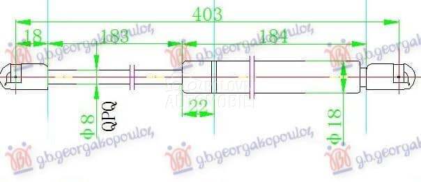 AMORTIZER GEPEK VRATA (403L-62 za Audi TT od 2000. do 2027. god.