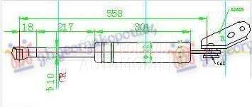 AMORTIZER GEPEK VRATA (558L-45 za Mazda 5 od 2000. do 2027. god.