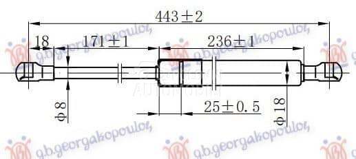 AMORTIZER GEPEK VRATA (443L-45 za Toyota Auris od 2000. do 2027. god.