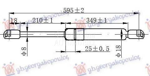 AMORTIZER GEPEK VRATA (595L-50 za Renault Laguna od 2000. do 2027. god.