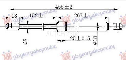 AMORTIZER GEPEK STAKLA (455L-2 za Mazda Tribute od 2000. do 2027. god.
