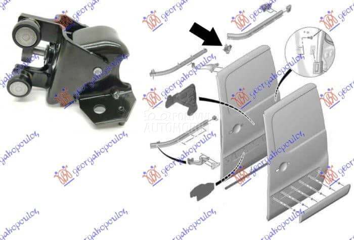 KLIZAC (VODJICA) KLIZNIH VRATA za Citroen Berlingo od 2000. do 2027. god.